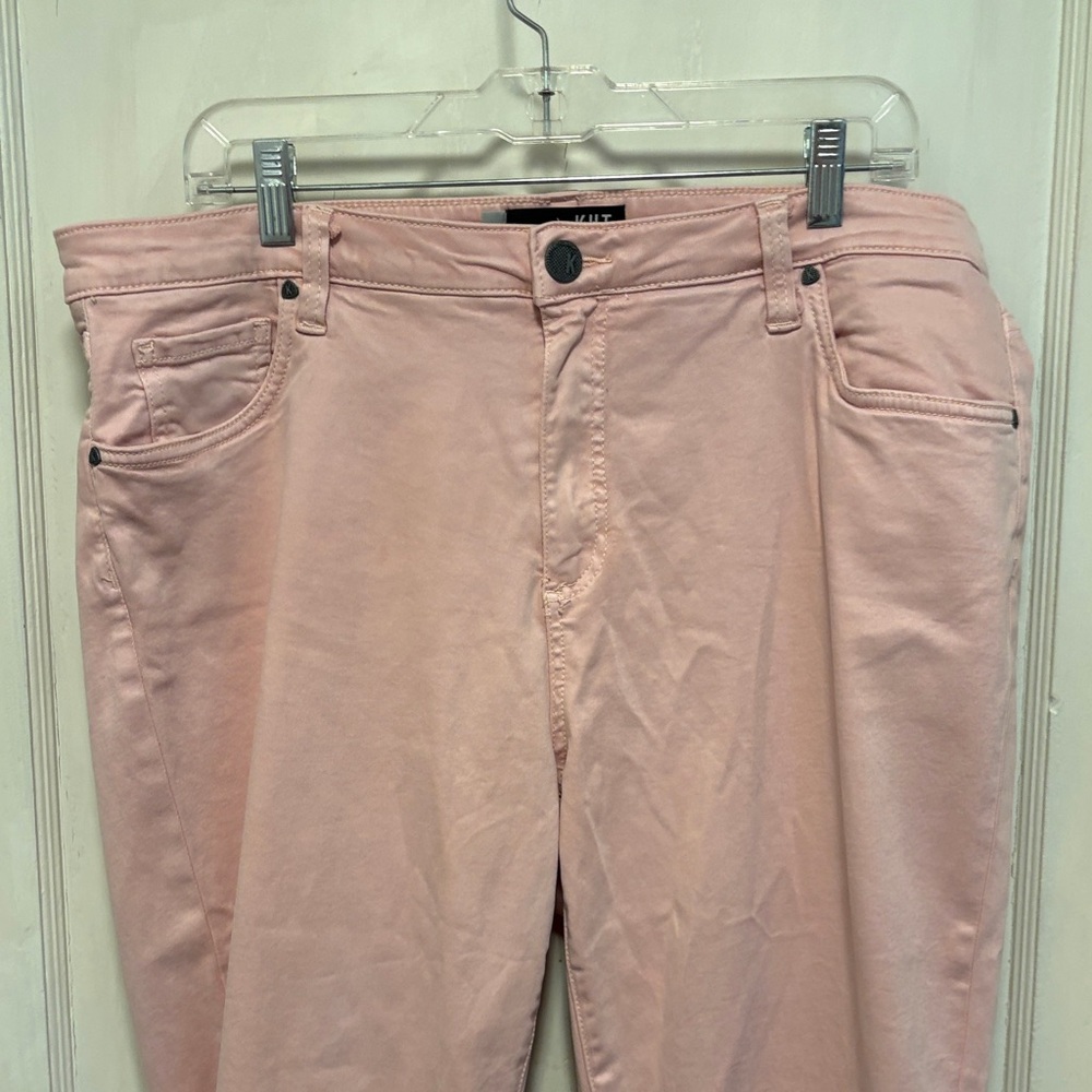 Kut from the Kloth Amy Crop Straight Leg Light Pale Pink Cuffed Pants 16W - Picture 3 of 9